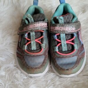 Light Up Skechers Gray and Blue Sneakers with Velcro Strap Size6